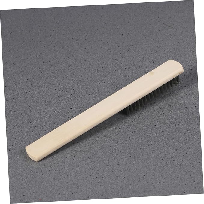 2 Pcs Commercial Scrub Brush Steel Wire for Cleaning Wooden Handle Comfortable Grip Long-Lasting Durability