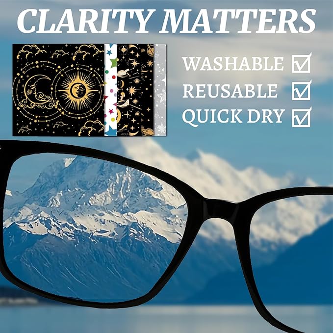 CREATCABIN 6 Packs Thickened Glasses Cleaning Cloth Elegant Flower Design