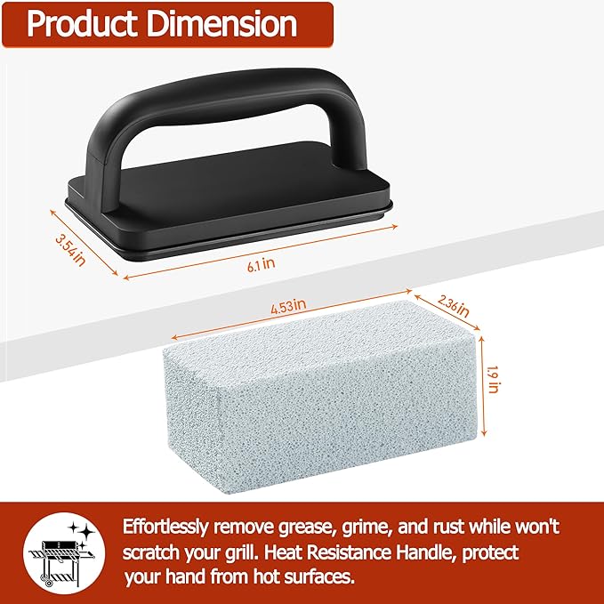 Heavy Duty Griddle Cleaning Brick with Handle, Grill Cleaner for Cleaning Flat top, Pumice Griddle Cleaning Stone Removing Stains for BBQ, Swimming Pool, Sink (5 Pack)