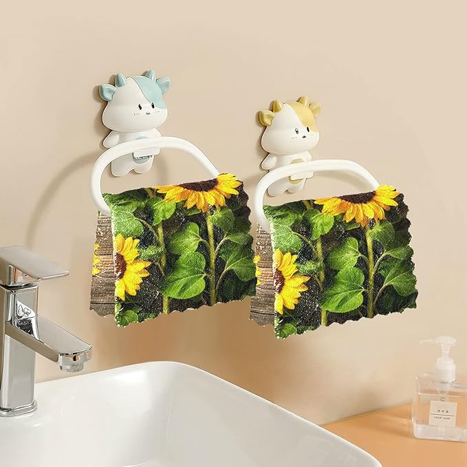 ALAZA Dish Towels Kitchen Cleaning Cloths Autumn Sunflowers On Wooden Board Dish Cloths Super Absorbent Kitchen Towels Lint Free Bar Tea Soft Towel Kitchen Accessories Set of 6,11"x11"