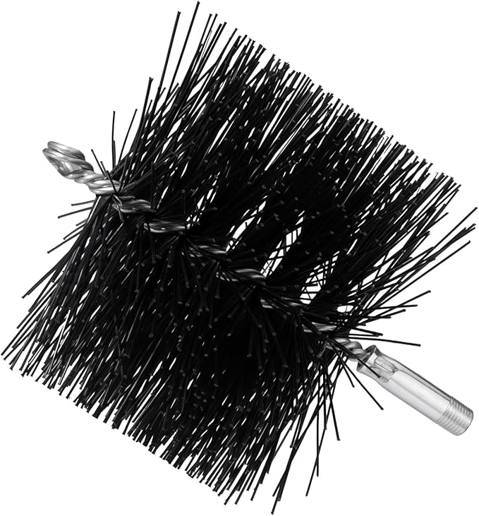 6 Inch Poly Round Chimney Cleaning Brush, 1/4 NPT Fitting, Masonry Flue Compatible