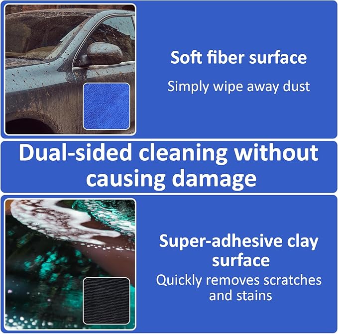2 Pack Clay Towel Auto Detailing, 12 X 12 Inch Clay Bar Towel for Auto Detailing Clays Bar Towels Cloth Auto-Detailing, Fine Grade Microfiber Clays Bars Towels for Smooth Paint Finish, DIY Detail
