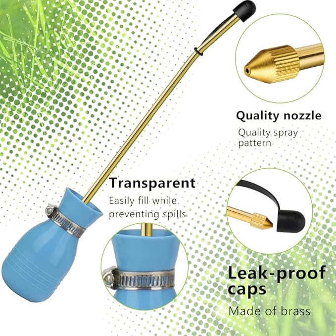 Powder Duster, Large Diatomaceous Earth Bulb Duster Applicator with Long Copper Tube Garden Puffer Duster for Multi Purpose Indoor and Outdoor Use (Blue)