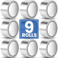 9 Pack Aluminum Foil Tape, 3.9 mil 2" x 450 Feet Total Silver High Temperature Tape, Metal Tape, Insulation Foil Tape for Ductwork, HVAC, Dryer Vent, Seal