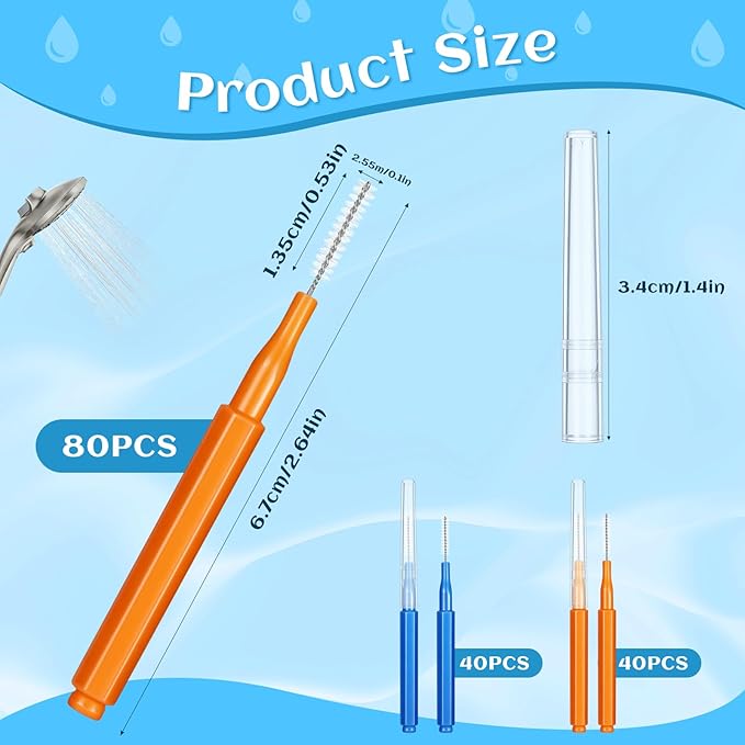 80Pcs Shower Head Cleaner Tool,Heavy Duty Multifunctional Shower Head Cleaning Brush Anti-Clogging Nozzle Professional Grade Bristles for Deep Cleaning Small Holes, Gaps for Household Bathroom