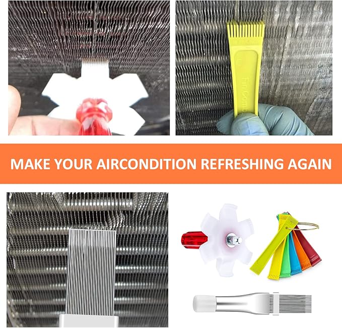 Fcr6 Air Conditioner Fin Comb Set 3PCS AC Fin Comb Straightener Include Fcr6 Fin Comb, Metal Radiator Fin Comb and Plastic Air Conditioner Fin Comb Radiator Comb by Cenipar