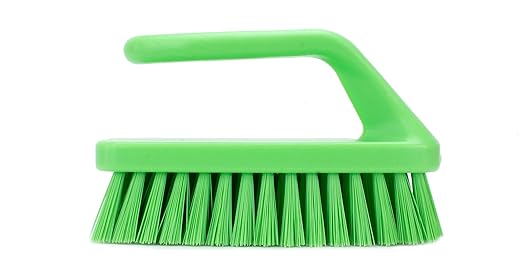 SPARTA Scrub Brush with Iron Shaped Handle and Stiff Bristles, Heavy Duty Scrubber Brush for Kitchen, Bathroom, Shower, Tile, Sink, Carpet and Bakepans, Polypropylene, 6 Inches, Lime