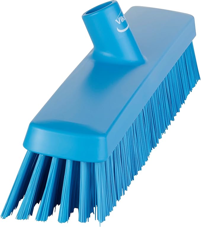Vikan 31753 16" Heavy-Duty Push Broom, Soft/Stiff, Blue