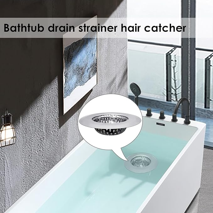 Bathtub Drain Strainer - 2.79 Inch Hair Catcher, Stainless Steel Shower Drain Cover, Bathroom Sink Strainer Filter Basket, Tub Drain Strainer, Hair Stopper