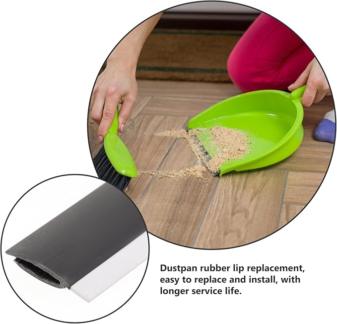 4Pcs Dustpan Rubber Lip Replacement Edge Strips for Efficient Cleaning Compatible with Various Cleaning Tools Easy to Install Rubber Material Soft Black