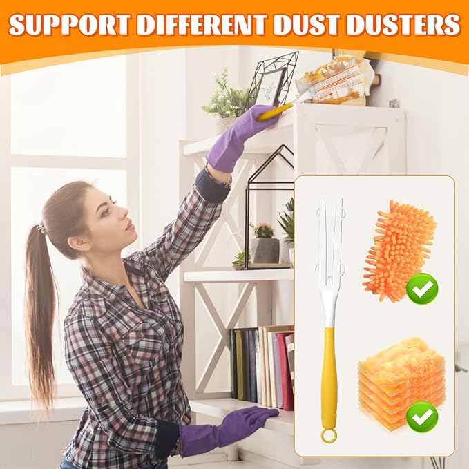 3 Pack Replacement Duster Handles – Compatible with Swiffer Duster Refills, Extendable & Detachable Mop Handles for Tight Spaces (Yellow)