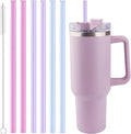 Joshey 12 Inch Tritan Replacement Straws for Stanley 40oz Tumbler - 6 Pack Reusable Long Straws with Cleaning Brush, Fits 30oz & 40oz Stanley Cup Accessories, BPA-Free (3 Colors)