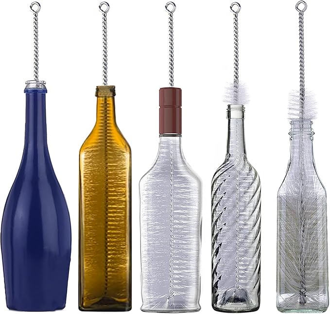 Bottle Brush-Ideal for Cleaning Narrow Neck Swing Top Glass, Brewing, Wine, Beer, Soda, Spray, Kombucha Bottles (White+1Pack)