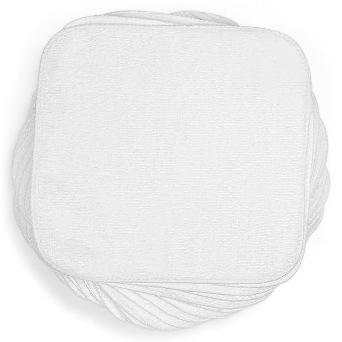 AOMIG Reuseable Cleaning Cloths 25PCS Washable Cotton White Cleaning Rags 15x15cm Reusable Soft Lint Free Cloth Multipurpose Terry Cloth Rags Dusting Cloths Terry Towels
