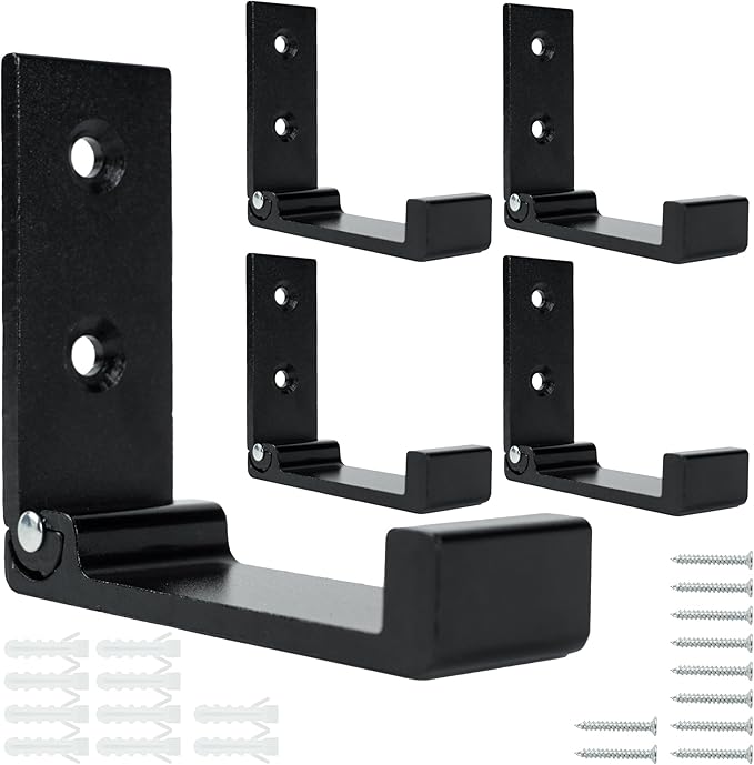 Aynoo Folding Coat Hooks, 5Pcs Folding Wall Hooks, Metal Heavy Duty Coat Towel Hooks, Wall Mounted