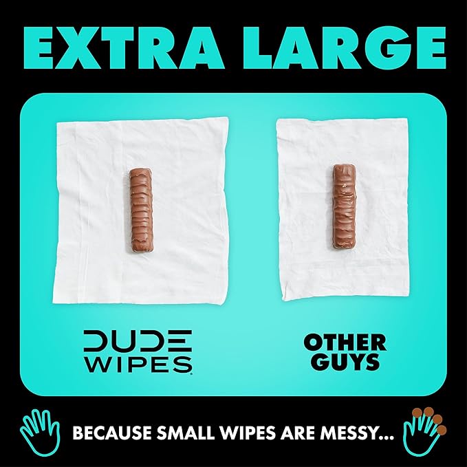 DUDE Wipes Mint Chill Flushable Wipes - Extra-Large Adult Wet Wipes - 1 Pack (48 Count), Travel Pack - Infused with Tea Tree Oil, Vitamin E, and Aloe - Septic and Sewer Safe