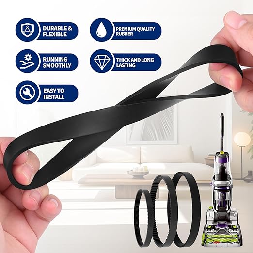 Replacement Belt Set for Bissell ProHeat 2X Revolution Pet Pro Carpet Cleaner 1986, 1548, 2007, 1551, 1964 – Replaces 1606428, 1611129, 1611130 – 3 Types: Flat, Brush & Gear Belt (3-Pack)