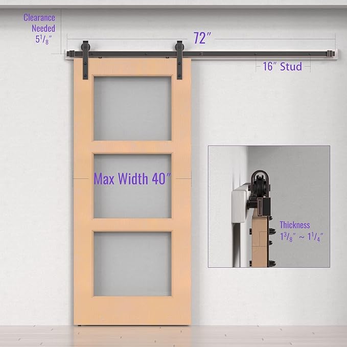 ORB Oil Rubbed Bronze Sliding Barn Door Hardware Kit with 6.6FT Track/Rail Brushed Antique Bronze