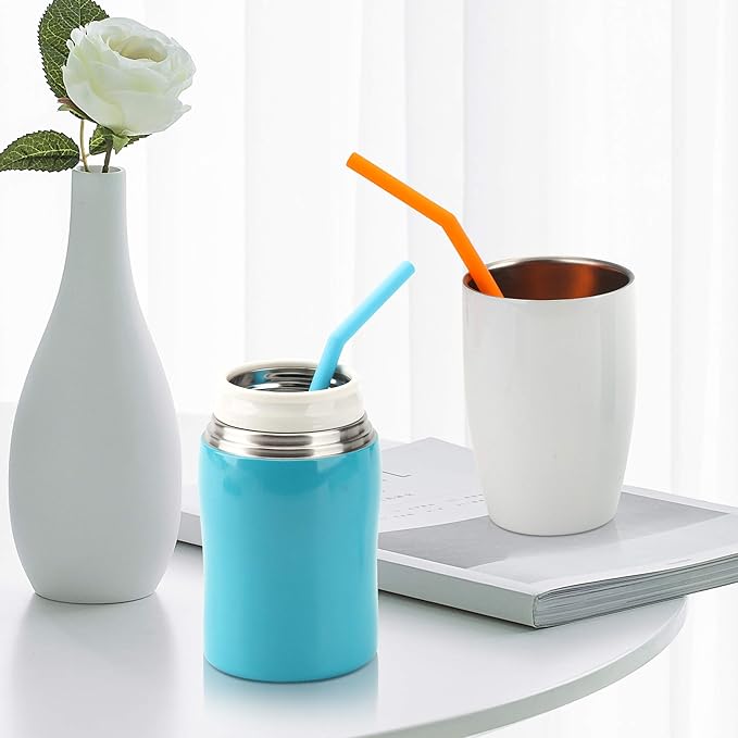 Reusable Silicone Straws for Toddlers & Kids - 6 pcs Flexible Short Drink 6.6" Straws for 6-10 oz Yeti/Rtic/Ozark Tumblers & 2 Cleaning Brushes - BPA Free, no Rubber Tast