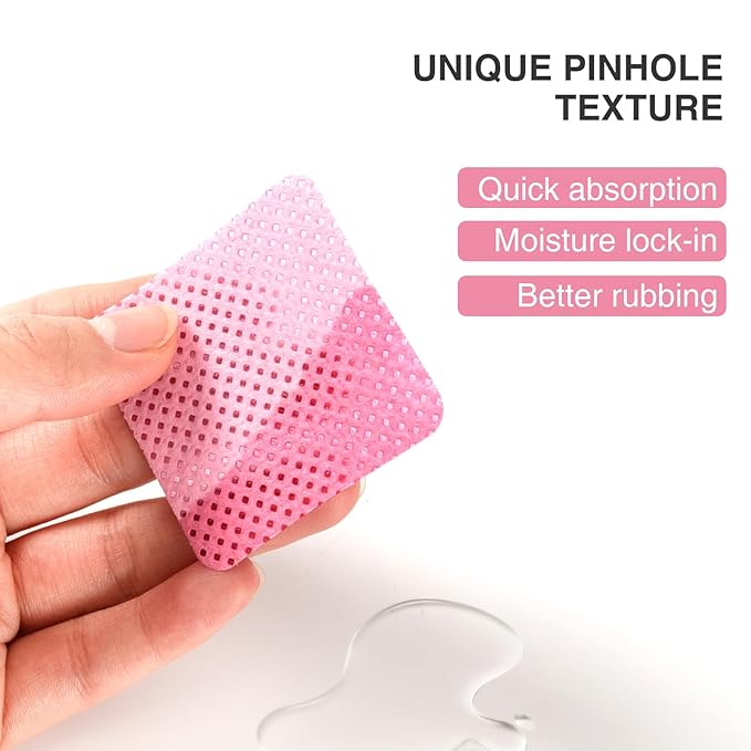 BLUERISE Lint Free Nail Wipes Nail Polish Remover Pads Soft Absorbable Eyelash Extension Glue Cleaning Wipes Pink 2500pcs