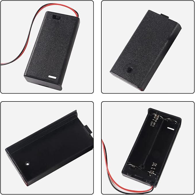 8Pcs 2 AA Battery Holder with Switch, 2X 1.5V AA Battery Holder Case with Wire and ON/Off Switch