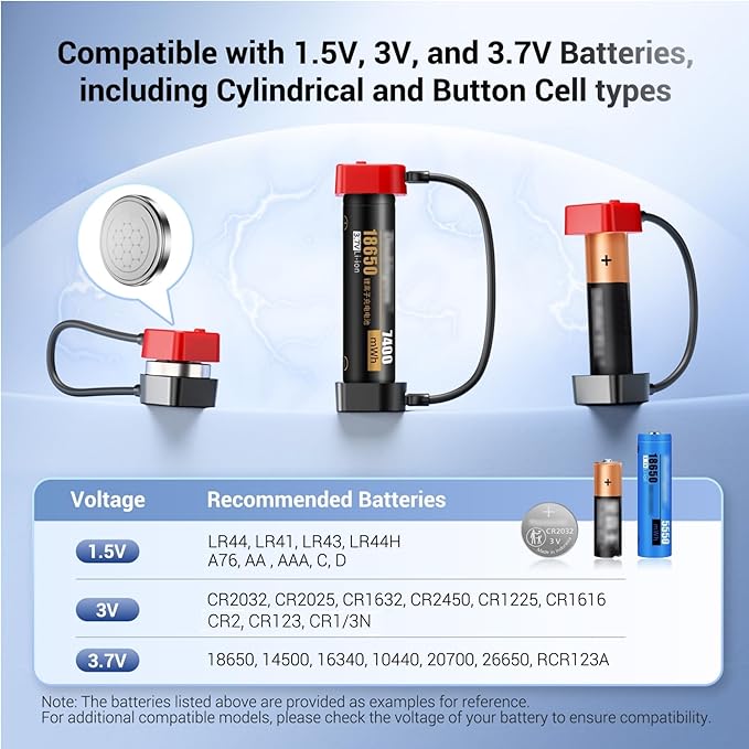 Portable Magnetic Battery Tester for AA AAA C CR2032, Compact Universal Battery Checker with 3 Indicator Lights for CR2025 CR2450 LR44 Double Triple A D 1.5V 3V 3.7V Button Coin Cell Household Battery
