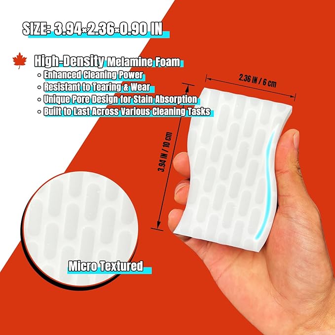 Magic Sponge Eraser, S-Shaped Melamine Sponges, Extra Long Lasting Cleaning Pads for Bathroom, Kitchen, Outdoor, Multi Purpose Cleaner, Clean tub, Shower, Wall, Oven, Shoe, 18ct