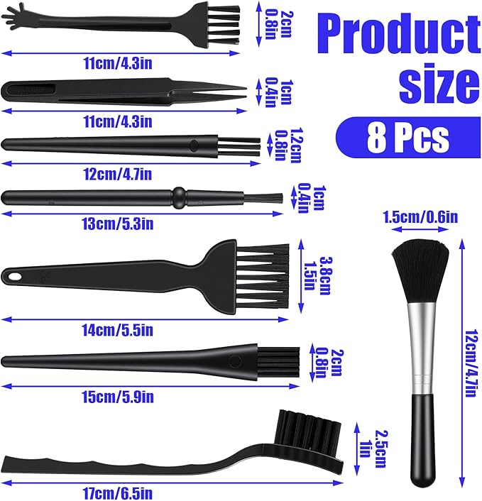 8 Pcs Mini Keyboard Cleaning Brushes Kit, Anti Static Electronic Dust Cleaning Brushes with PP Handle and Nylon Bristles, Keyboards Cleanings Brush for Computer Keyboard and Small Spaces