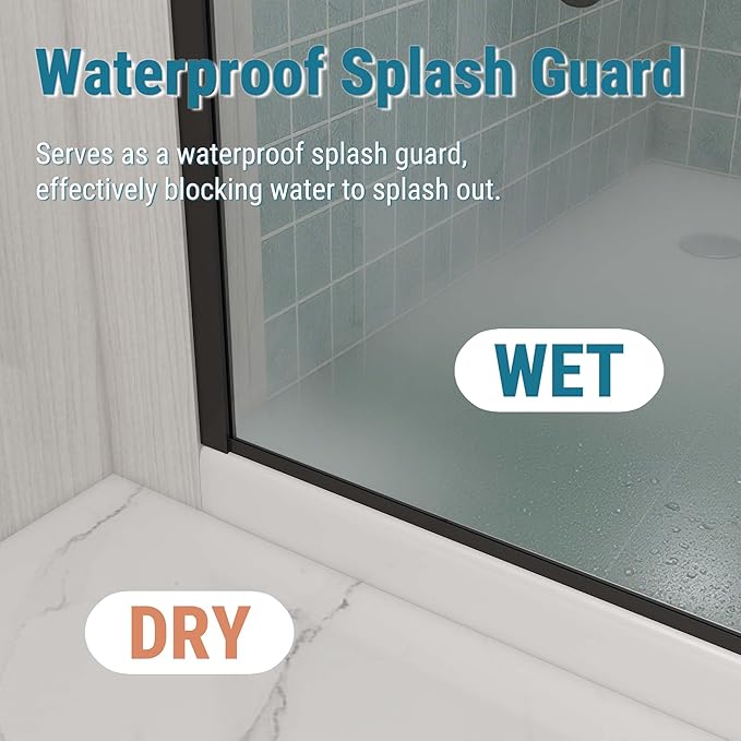 Sunrosa 32"×76" Shower Glass Panel,8mm Thick Shower Screen,Matte Black Semi-Frameless Bathroom Shower Door, Easy to Clean