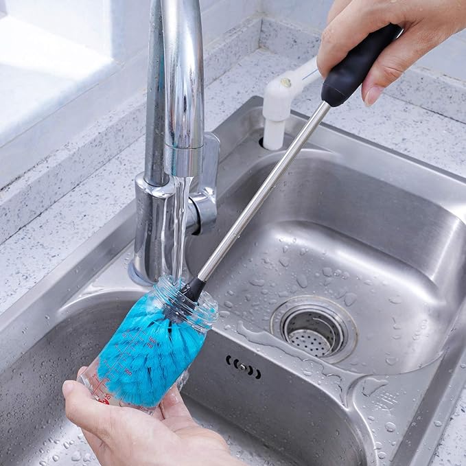 Stainless Steel Water Bottle Brush, Long Handle Scrubbing Brush, Built for Cleaning Sports Bottles, Baby Bottles, Cups, Coffee Mugs, Glasswares, Wine Decanters, Flask, 2 Pack, 13 in