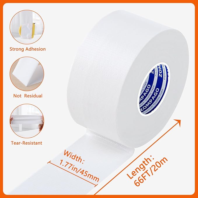 Strong Adhesive Cloth Weather Stripping Tape for Sliding Windows and Door Frames - Seal Strip for Soundproofing,Dustproof, Waterproof,and Windproof-Durable and Wear Resistant,1.8inx66FT,White
