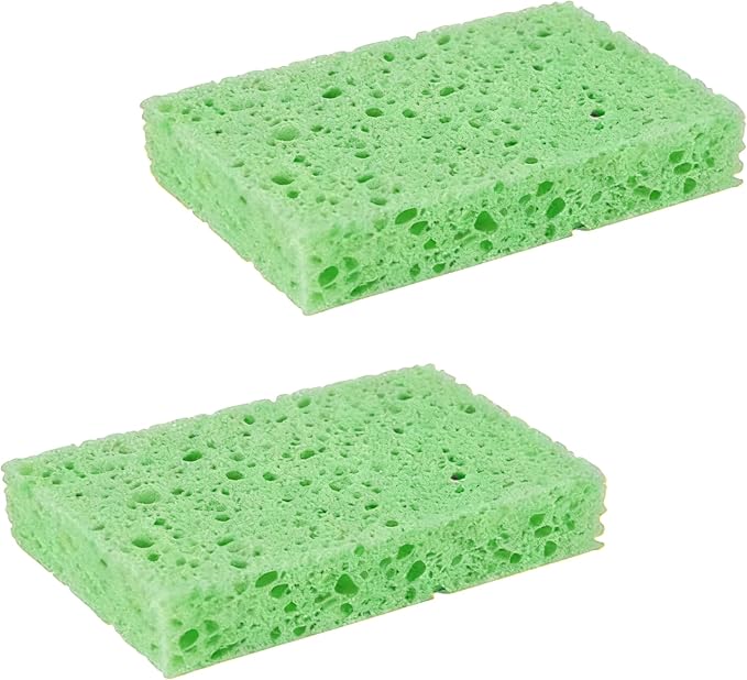 Multi-Use Cellulose Kitchen Sponges Compressed Cellulose Sponges, Non-Scratch, Dish Sponge for Kitchen Bathroom Cars, Funny Cut-Outs DIY (2, Green)