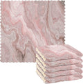 ALAZA Dish Towels - Rose Gold Marble Pink Dish Cloths, Super Absorbent Coral Velvet, Lint Free, Soft Towel Kitchen Accessories Set of 6, 11"x11"