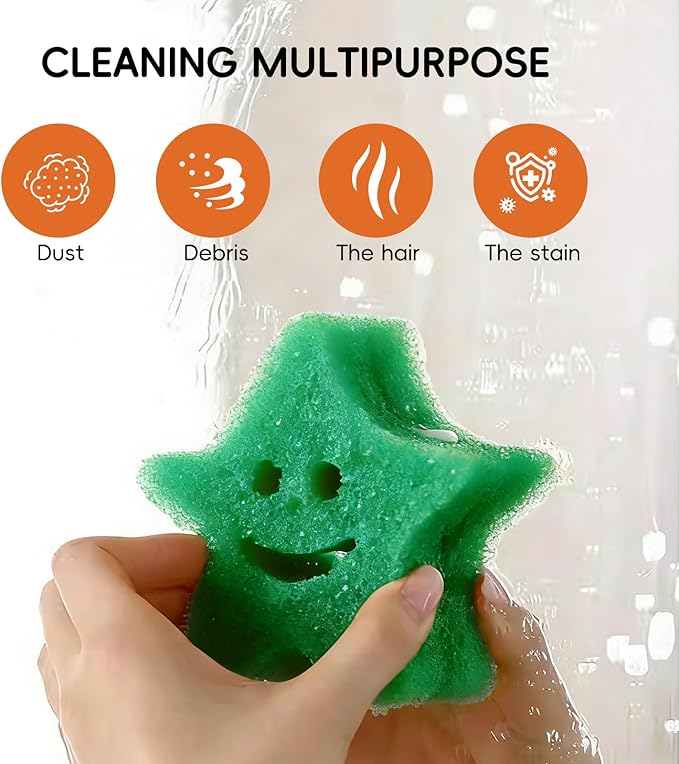 3pcs Functional Scrub Sponges Set, Dad Mom Daily Scrub Sponge Cute Animal Smile Happy Household Cleaning Pads, Scratch Free, Firm in Cold and Soft in Warm