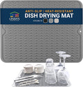 Silicone Dish Drying Mat for Kitchen Counter - Multi-Use 18 x 16 Inch Pad, Non-Slip & Heat-Resistant, Perfect Dish Drainer Mat by Linda’s Essentials, Ideal Kitchen Accessory (Gray)