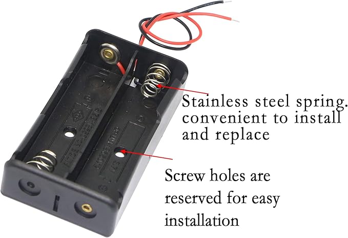 PNGKNYOCN 18650 Battery Clip, 2 Slots 3.7V DIY Battery Storage Box in Series Plastic Batteries Case YOUCHENG for 18650 Battery with Connect Lead(5-Pack)