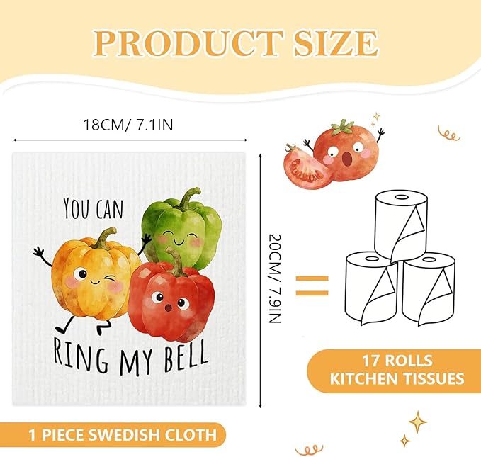 5 Pack Mixed Vegetable Swedish Kitchen Dishcloths Dish Towels, Colorful Vegetable Dish Towels for Kitchen, Swedish Dishcloth, Paper Towels Reusable, Dish Cloth Towel Cleaning Wipe for Home