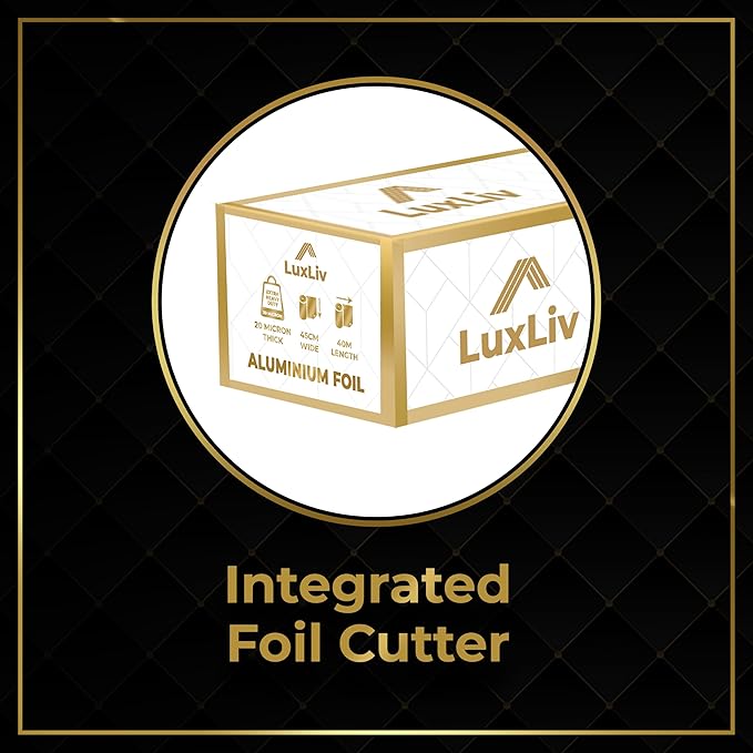 Extra Wide Aluminum Foil Roll Heavy Duty – 18in x 131ft Length 20 Micron thick,193 sq ft – Commercial Grade & Extra Thick, for grilling home cooking Food Service Industry LuxLiv®