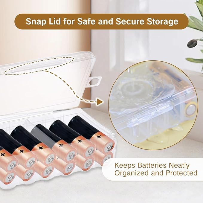 2Pcs Small Battery Case AA Holder Clear Travel Storage Box Organizer Compact Battery Container for AA Batteries Portable Cases for Organization and Protection