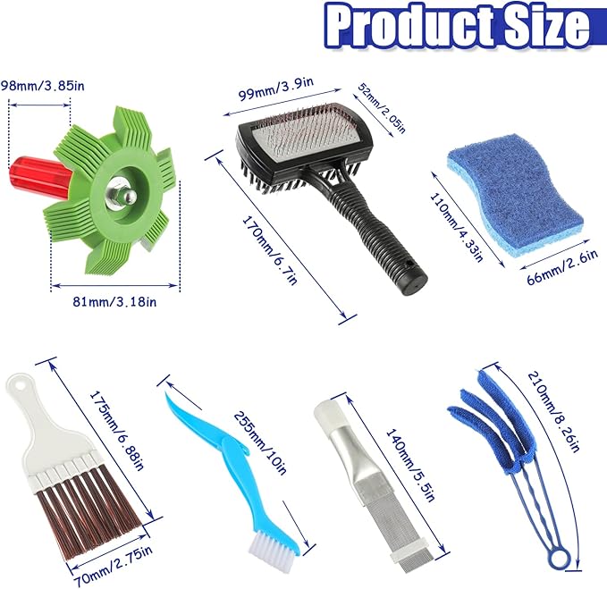 BOJACK Air Conditioner Fin Cleaner kit, Brush Condenser Ac Coil Brush Cleaner, Evaporator Radiator Repair Clean Tool(Pack of 7)
