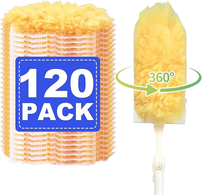 Heavy Duty Duster Refills, Disposable Dusters Kit for Cleaning, Multi Surface 360 Feather Duster(120)(Handle is Not Included)