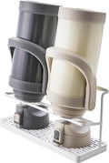 YAMAZAKI Home Tower Countertop Two Tier Bottle Drying Rack, Wide Jug Storage Stand with Drainage Tray for Kitchen Counter for Glass Metal Or Plastic Bottles - Steel