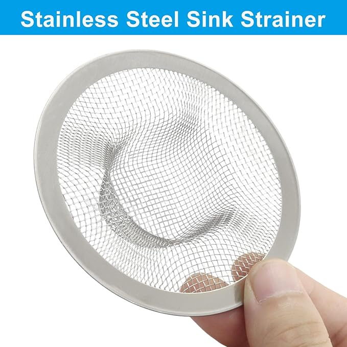 4 Pack Heavy Duty Stainless Steel Kitchen Sink Strainer, 3.54" Top / 1.65" Mesh Slop Basket Filter Trap, Utility Drain Hole for Kitchen Sink/Bathroom Bathtub Wash basin Floor drain Balcony