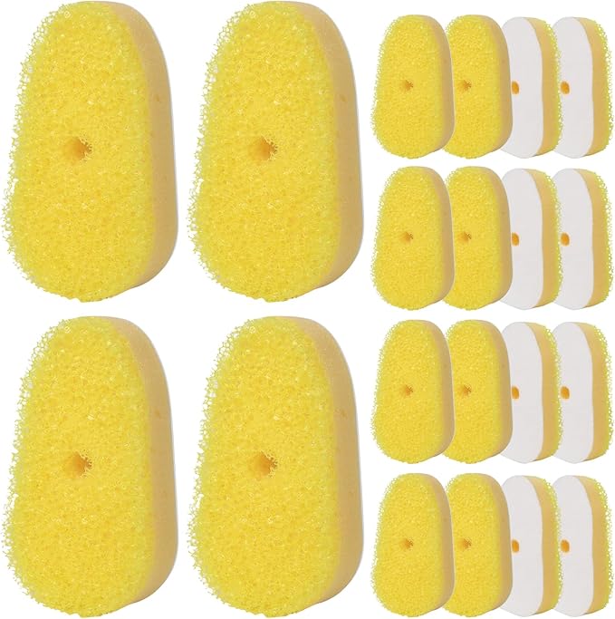 Sponge Refills for Scrub Daddy Dish Daddy - 20 Packs Dish Wand Refills, Scrub Brush Replacement Heads, Dish Brush Replacement Head for Kitchen Cleaning, Yellow (Only Sponge Heads)