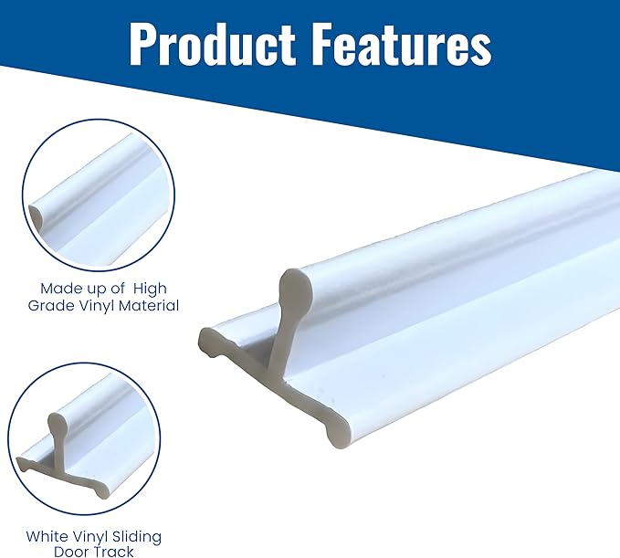 KC Hardware Vinyl Sliding Screen Door Track, Sliding Door Bottom Track Replacement, Patio Screen Door Guide -96 Inches -Pack of 2