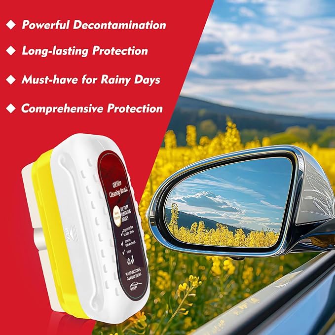 Automotive Oil Film Cleaning Brush, Upgraded Antifog & Rainproof Glass Cleaning Board, Reusable Glass Oil Film Remover for Car Windows & Windshields (White)
