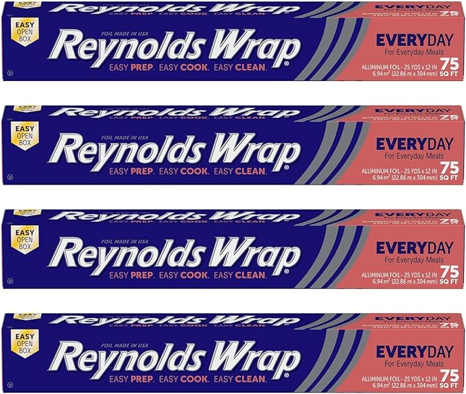 Reynolds Wrap Everyday Strength Aluminum Foil, 75 Square Feet (Pack of 4)