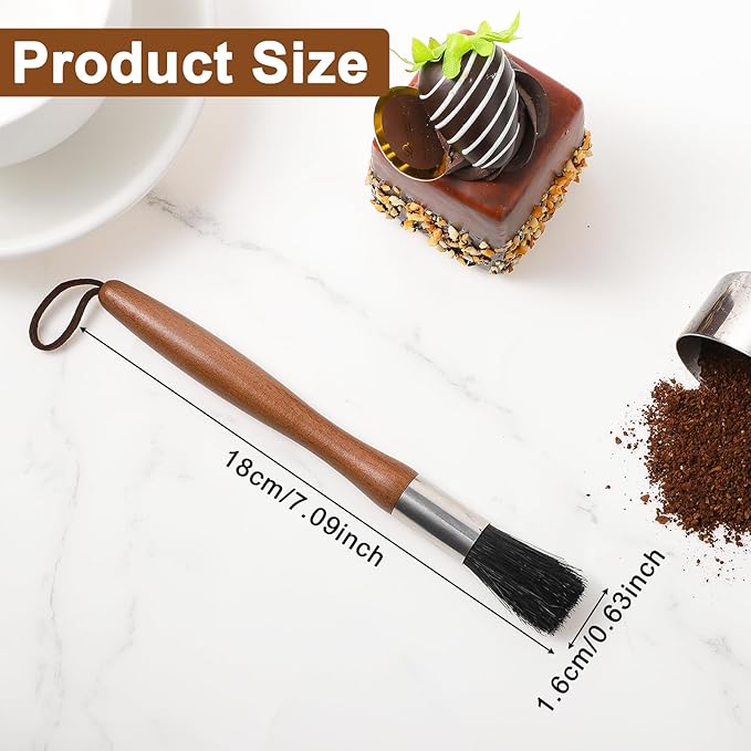 Espresso Maker Coffee Brush Coffee Cleaning Brush Machine Cleaner Tool With Wooden Handle Walnut Boar Bristles Beech Wood For Home Kitchen Barista With Hanging Loop