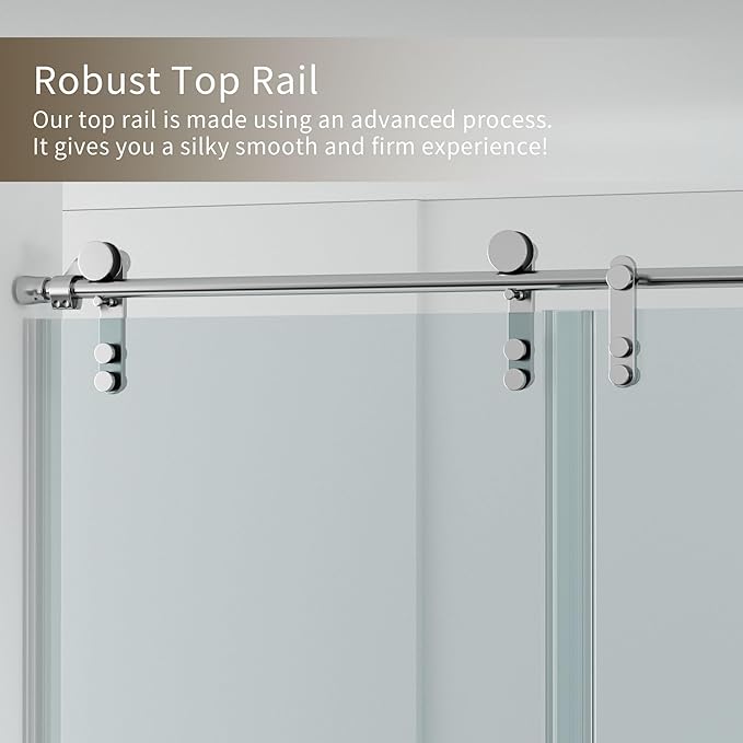 56-60" W x 76" H Frameless Shower Door,Sliding Shower Door with 5/16"(8mm) Clear SGCC Tempered Glass,Glass Shower Door w/Seal Strip Parts and Handle,Stainless Steel Hardware,Silvery