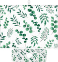Watercolor Plant Green Leaves Dish Drying Mat for Kitchen Counter, 18"x24" Microfiber Absorbent Fast Dry Mat, 2Pcs Dish Mat Faucet Mats Sets, Large Drying Kitchen Mat Kitchen Drying Pad